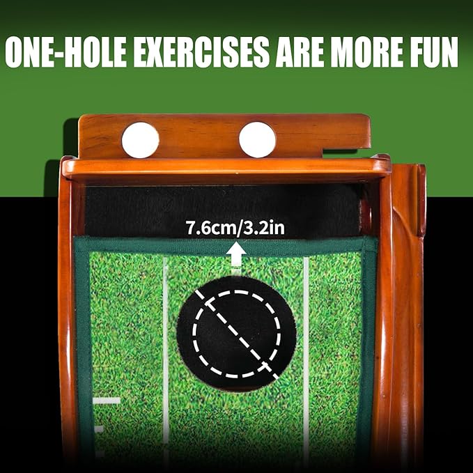 GimYaa Golf Putting mat Green Indoor and Outdoor with Auto Ball Return,Game Practice Golf Gifts for Home, Office, Backyard Indoor Golf and Outdoor Use, Crystal Velvet Mat