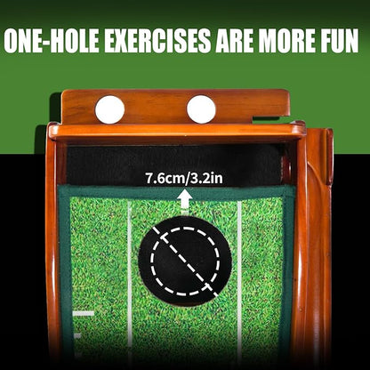 GimYaa Golf Putting mat Green Indoor and Outdoor with Auto Ball Return,Game Practice Golf Gifts for Home, Office, Backyard Indoor Golf and Outdoor Use, Crystal Velvet Mat