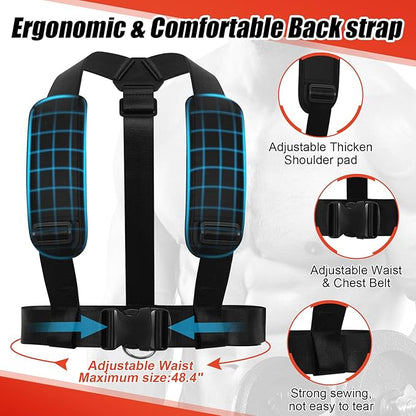 GDFISH Large Weight Sled, Adjustable Height Handle Push Sleds, Workout Fitness Sled for Training Running Speed, Compatible with 1" & 2" Weight Plate, Easy Obstacle Clearance for Grass, Sand, Cement