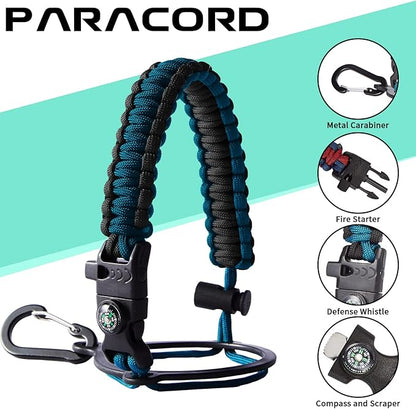 32/40/64/128 oz Insulated Water Bottle with straw & Spout Lids Keep Cold 48H Hot 24H, Large Water Flask Bottle with Shoulder Carrier Bag, Paracord Handle & Boot for Gym, Workout & Beach