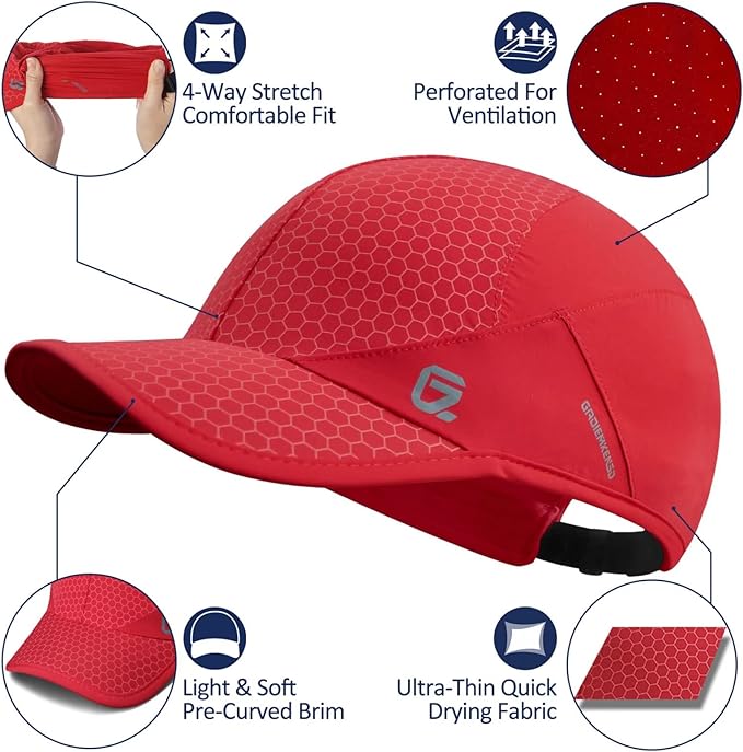 GADIEMKENSD Stretch Running Hat with Soft Brim, Quick Dry, Unstructured, Unisex-Adult