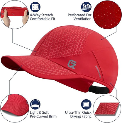 GADIEMKENSD Stretch Running Hat with Soft Brim, Quick Dry, Unstructured, Unisex-Adult