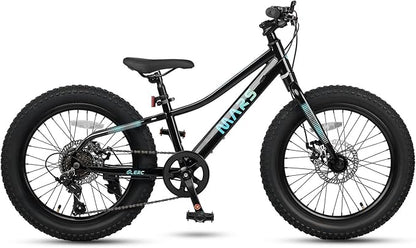 Glerc Mars Kids Mountain Bike, 20 24 Inch Fat Tire Bike for Teen Ages 6-14 Year Old, Bicycle with 2.8-Inch Wide Tires and 6 Speed Drivetrain, Multiple Colors