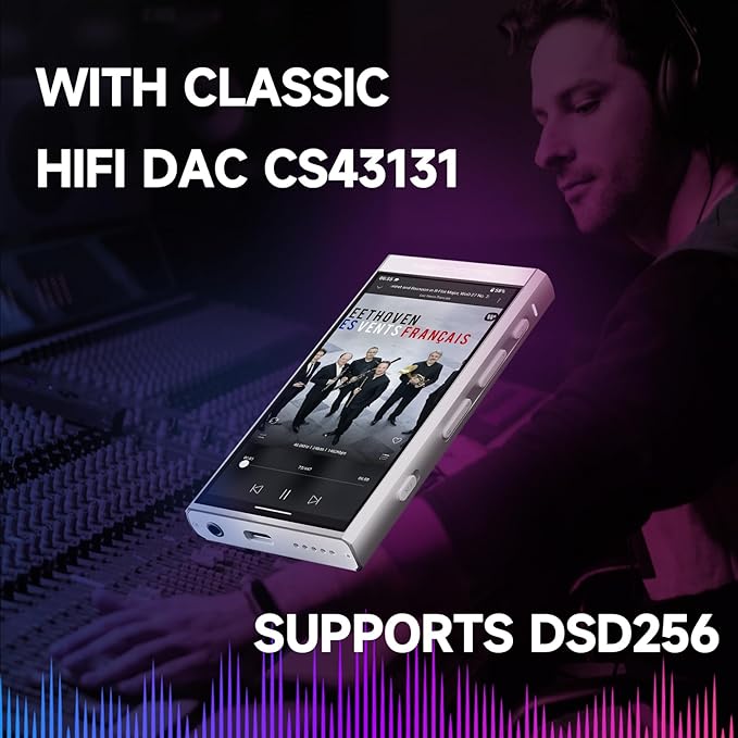 HiBy Digital M300 Music Player with Speaker Android 13 OS SD665 Soc Bluetooth WiFi and FM 1280x640 Resolution IPS Display Supports PCM768k DSD256 32G+2TB Expandable Memory Blue