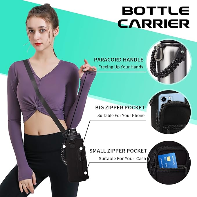 40oz Stainless Steel Water Bottle - Wide Mouth Vacuum Insulated Metal Water Bottle with Straw Lid & Paracord Handle, Sweat-Proof Water Flask Thermo Metal Mug with Strap for Gym Camping Hiking