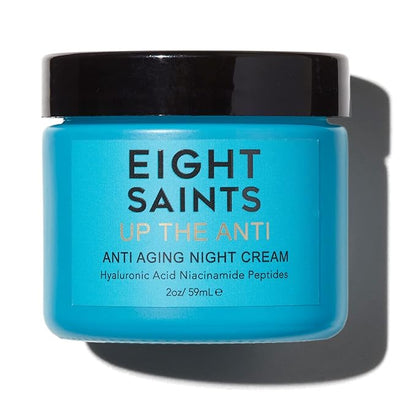 Eight Saints Skin Care Up the Anti Night Cream Face Moisturizer to Reduce Fine Lines and Wrinkles, Natural and Organic Anti Aging Cream For Face & Neck with Niacinamide and Hyaluronic Acid, 2 Ounces