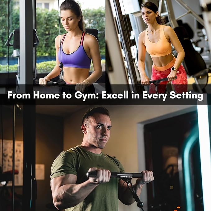 EVMT 15-Inch LAT Pulldown Attachments for Home Gym – LAT Pull Down Bar, Cable Machine Accessories for Tricep Bar, Bicep, Back Training, Full Rotation, Heavy-Duty Strength Workout Equipment