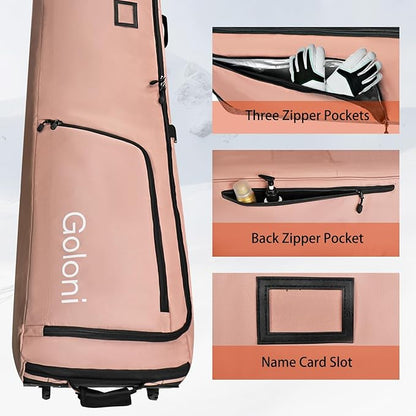 Goloni Ski Bag with Wheels,Padded Snowboard Bag for Air Travel,600D Waterproof Fabric,Foldable Snow Bag Fits 2 Pairs Skis