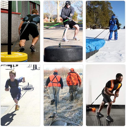Exercise Resistance Fitness Bands Set Workout Equipment Double Endurance Weight Sled Harness Kits Sled Pulling Strap for Running Sprinting Resistance Speed Agility Training, Black