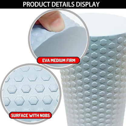 EVA Massage Roller, Recovery Foam Roller, Medium Density Light Blue Trigger Point Massage Roller for Deep Tissue Excercise, Physical Therapy, Muscle Restoration, 12" X 4" Round