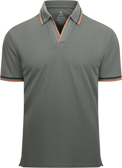 Esabel.C Jacquard Golf Shirts for Men Moisture Wicking Short Sleeve Performance Dry Fit Active Mens Polo Shirts