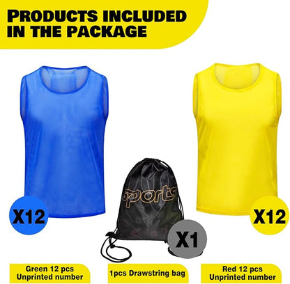 12/24/48PCS Pinnies Youth Team Pennies for Sports Kids and Scrimmage Vests for Soccer Basketball Jersey Practice