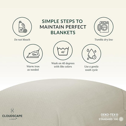 Herringbone Cotton Twin Blanket for Couch, Bed,Sofa, Home Decor, Soft, Lightweight, All-Season Bed Blanket, 68 x92, Beige Fog