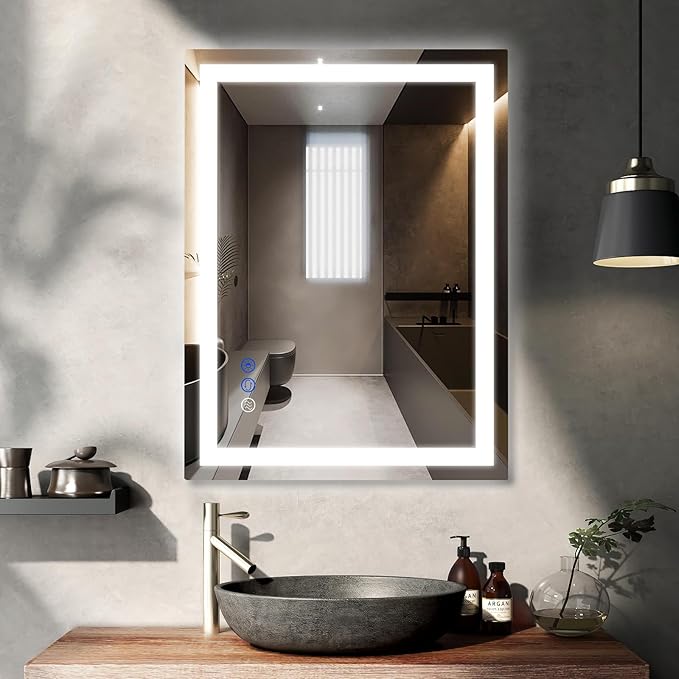 LED Bathroom Mirror with Lights Mirrors Smart Vanity 32x24 in,Anti-Fog,3 in,Anti-Fog,3 Colors Dimmable,CRI95+, Touch