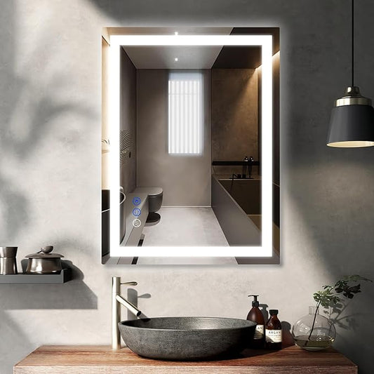 LED Bathroom Mirror with Lights Mirrors Smart Vanity 32x24 in,Anti-Fog,3 in,Anti-Fog,3 Colors Dimmable,CRI95+, Touch