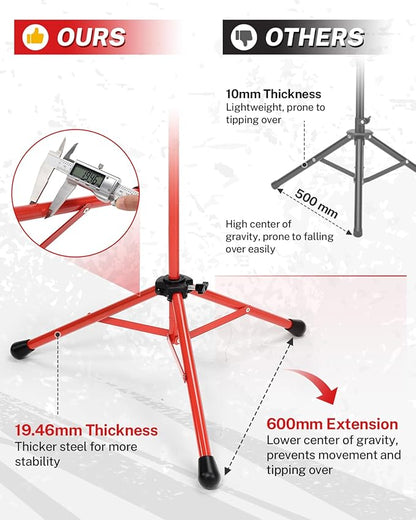Gonex Baseball Softball Practice Hitting Batting Tripod Stand Rubber Tee Collapsible Portable with Carrying Bag