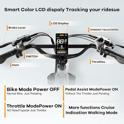 1500W Electric Bike for Adults,48V 20/60Ah Removable Battery Max Range 80Miles & 30MPH Electric Bicycle,20''×4" Fat Tire Ebike,Adult Electric Bicycles for Commute Beach Snow,E-Bike UL Certified