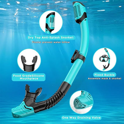 2 Pack Snorkeling Gear for Adults, Dry Snorkel, Mask Set Adult, Diving Scuba Mask, Scuba Gear, Swimming Goggles with Nose Cover, Swim Freediving Tempered Glass Panoramic View Travel Packages