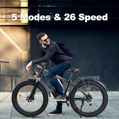 Electric Bike for Adults,39MPH/36MPH-100 Miles/90 Miles（3000W/2000W） Electric Bicycle with 52V/48V/23Ah Battery, 26''Fat Tire Fast E-Bike