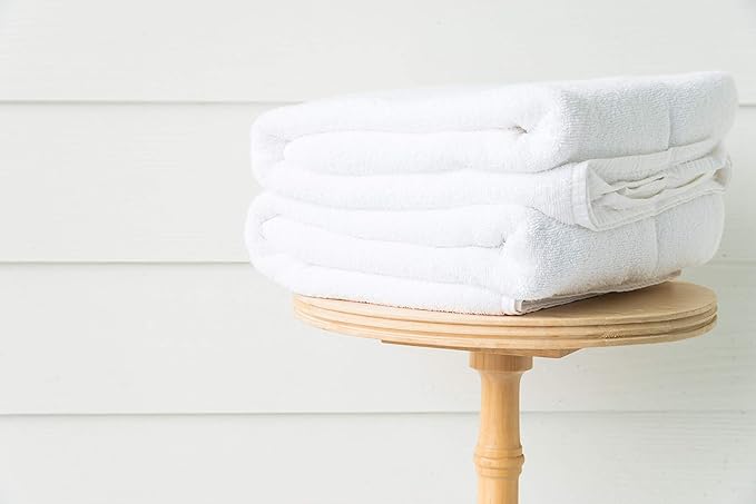 CH White Bath Towels Bulk - 22 x 44 Inches, 100% Cotton Economy Light Weight Towels for Commercial Use - Quick Dry, Ultra-Soft, and Absorbent Bulk Towels (12 Pack)