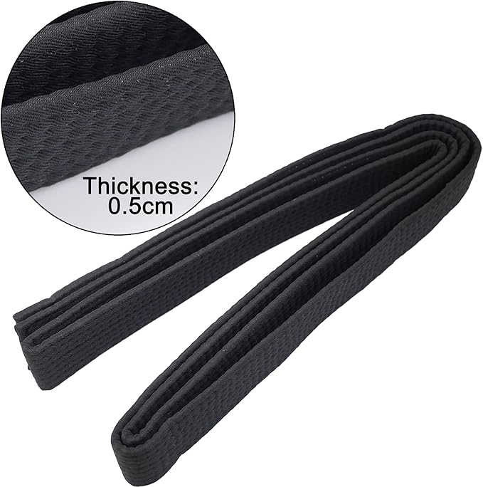 110 Inch Black Karate Belt, 280cm Taekwondo Solid Rank Martial Arts Belts Universal Fit for Judo/Karate/Taekwondo