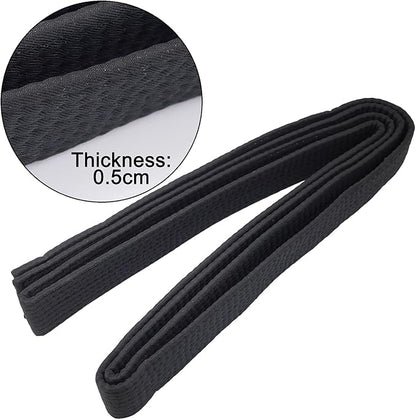 110 Inch Black Karate Belt, 280cm Taekwondo Solid Rank Martial Arts Belts Universal Fit for Judo/Karate/Taekwondo