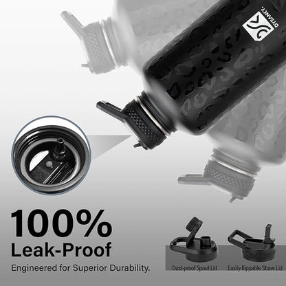 Insulated Water Bottle | Thickened Stainless Steel Vacuum Metal | Portable Sports Half Gallon Large Water Jug for Gym and Hiking with Straw, Carrier Bag, Handle Strap | BPA-Free 64 oz