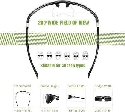 3 Pack Polarized Sports Sunglasses for Men, Mens Sunglasses Wrap Around UV400 Protection for Cycling Fishing Driving