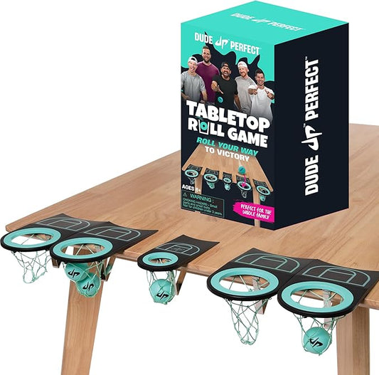 Dude Perfect Sticky Tic Tac Toe & Tabletop Roll Set | Indoor & Outdoor Games, Perfect Fun for Family Game Night & Parties, Birthday for Children, Kids & Adults | Ages 4+ & 6+