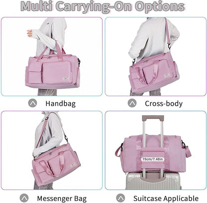 FIORETTO Women's Gym Duffle Bag with Shoes Compartment, 37L Capacity, Ideal for Travel, Gym, Sports, Duffel, Weekender