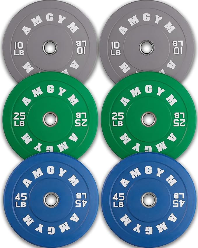 2 Inch Bumper Plates，10-500lbs，Barbell Rubber Olympic Weight Plates Set for Home Gym, Strength Training & Weight Lifting, Multiple Options Colors