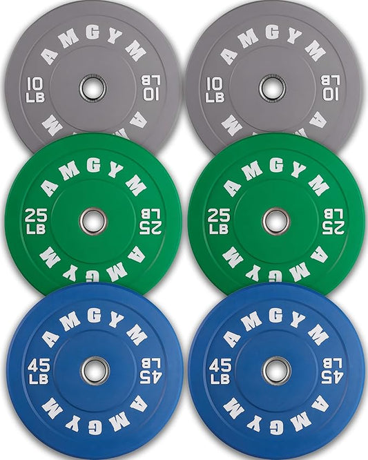 2 Inch Bumper Plates，10-500lbs，Barbell Rubber Olympic Weight Plates Set for Home Gym, Strength Training & Weight Lifting, Multiple Options Colors