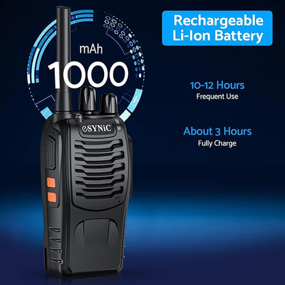 eSynic 2Pack Professional Walkie Talkies Rechargeable Walkie Talkies 2 Way 16CH Walkie