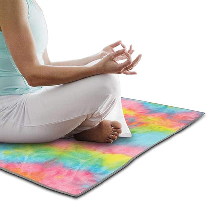Yoga Towels Non Slip Hot Yoga Towel Skidless Waffle Texture100% Absorbent Odorless Microfiber Yoga Blanket Standard Sized 24 x72 in Mat Towel,for Hot Yoga Bikram Pilates (Pink & Blue & Yellow)