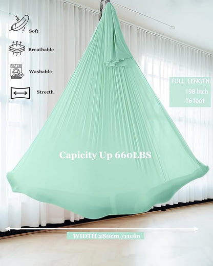 F.Life Aerial Silk Yoga Hammock & Swing for yoga Inversion,Strength training,starter hardware kit