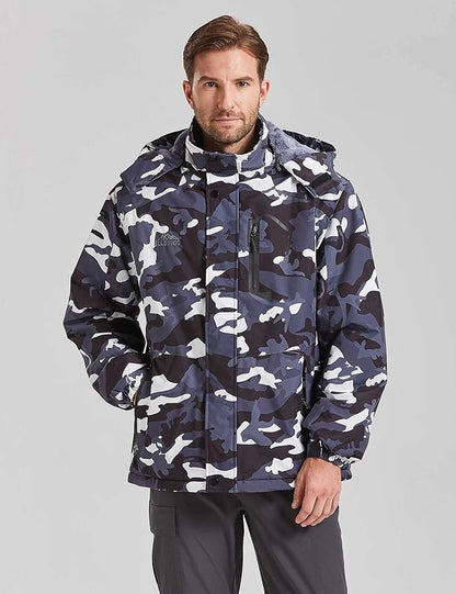 ELLSWOS Men's Waterproof Ski Jacket Winter Snow Coat Warm Hooded Raincoat Windproof Windbreakers