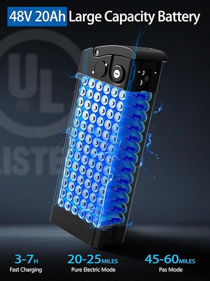 2 Seater Electric Bike for Adults,Mini Bike 500/750 Motor,28MPH,48V/15AH Removable Battery,25-30Miles 16" Fat Tire Commuter Ebike,Full Suspension Foldable Electric Bicycles for Adults Teens