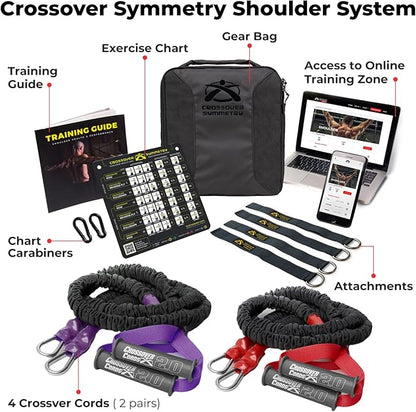 Crossover Symmetry Shoulder System Includes Two Sets of Resistance Bands Attachments Training Guide Exercise Chart Online Workouts for Home Fitness Rehab Rotator Cuff Exercises