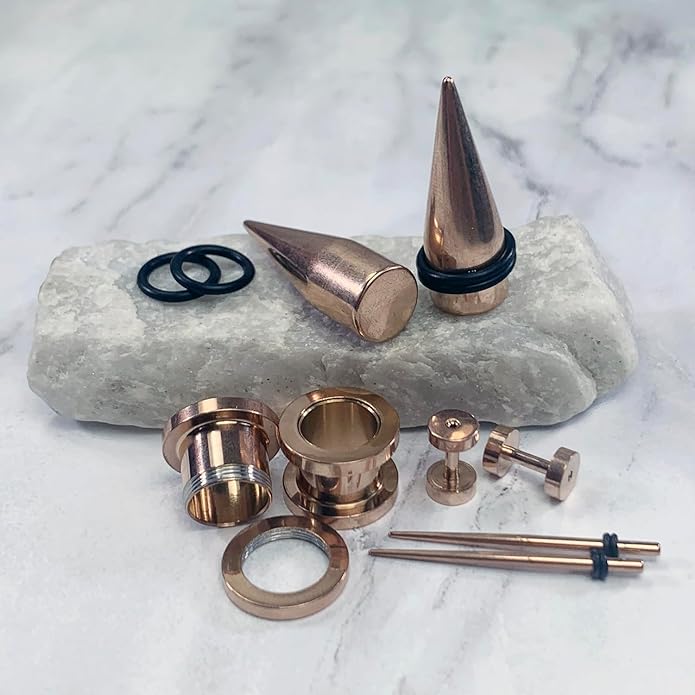 BodyJ4You 37PC Ear Stretching Kit - Beginner Gauges 14G-00G Starter Set - Aftercare Balm Wax - Steel Tapers Single Flare Plugs Screw Fit Tunnels - Women Eyelet Mens Earrings Expander Piercing Jewelry