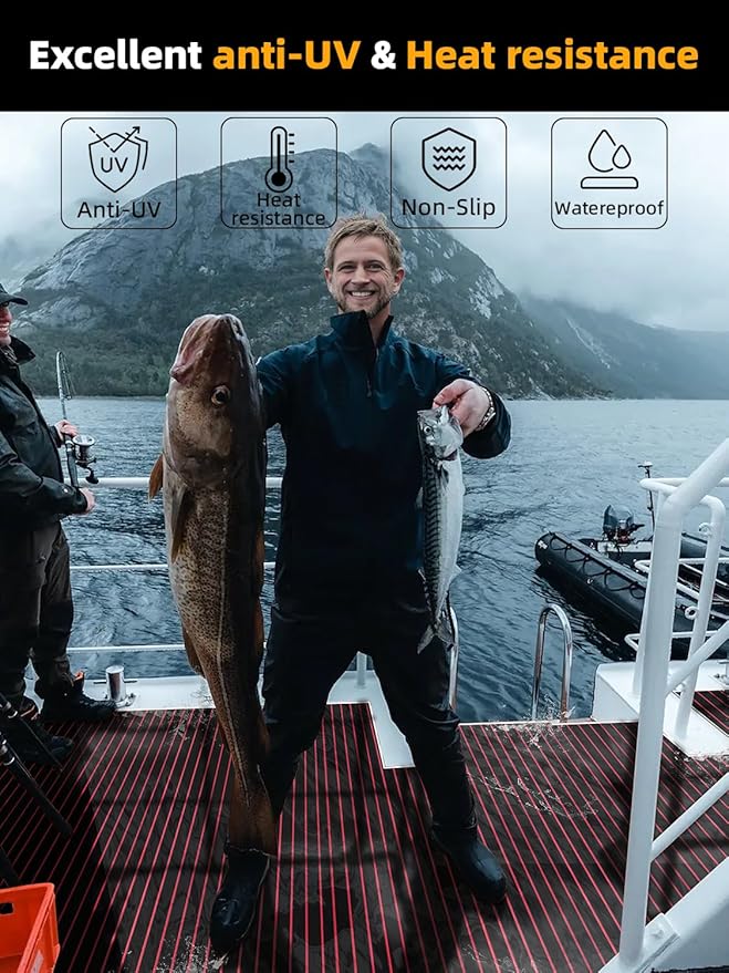 FOCEAN Boat Flooring EVA Foam Boat Decking Faux Teak Marine Flooring Boat Mat Boat Carpet Sheet for Motorboat RV Yacht Kayak Surfboard, 94.5"x 47.2"/35.4"/23.6"/15.7"