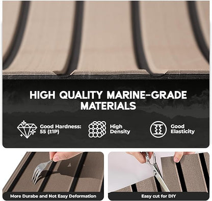 FOCEAN Boat Flooring EVA Foam Boat Decking Faux Teak Marine Flooring Boat Mat Boat Carpet Sheet for Motorboat RV Yacht Kayak Surfboard, 94.5"x 47.2"/35.4"/23.6"/15.7"