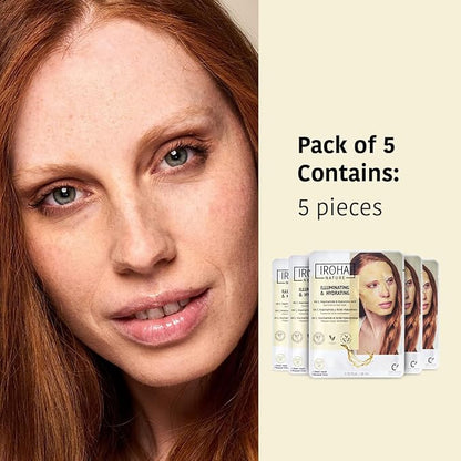 IROHA NATURE Face Masks - Packs for Better Skin (Pack of 5, Brightening & Hydrating Face Mask with Pure Vitamin C and Hyaluronic Acid)