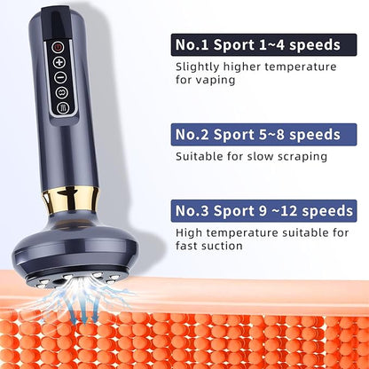 Electric Handheld Cellulite Massager -12 Adjustable Suction Modes for Anti-Cellulites Massage Therapy, Rechargeable Cordless Cellulite Remover Tool for Legs/Belly/Thighs/Arms/Butt(Green)