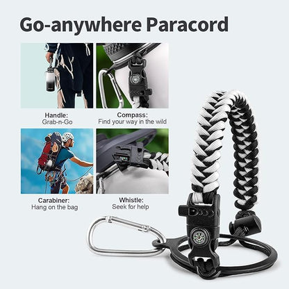 32 oz Insulated Water Bottle with Straw (Cold for 48 Hrs), Stainless Steel Triple Wall Vacuum Sports Water Jug, Leakproof Hydro Cup Flask with Paracord Handle & Straw Spout Lids & DIY Stickers