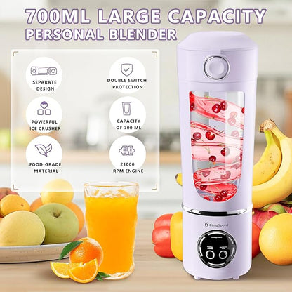 EasySpeed Personal Portable Blender,USB Type-C Rechargeable,700ml Juicer Cup,12 Stainless Steel Blades,4 Gear Modes,1500mAh Battery Capacity,Perfect for Fresh Juice at Home (Purple)