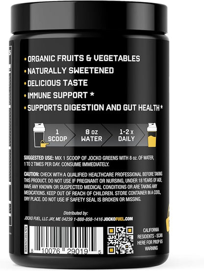 Jocko Fuel Daily Greens Powder - Premium Organic Greens Superfood Powder for Gut Health, Digestion, Bloating, Immune Support with Spirulina, Chlorella, Digestive Enzymes, & Probiotics - 30 Servings