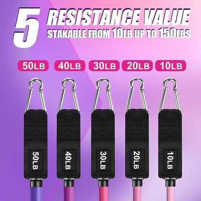 WHATAFIT Resistance Bands, Exercise Bands，Resistance Bands for Working Out, Work Out Bands with Handles for Men and Women Fitness, Strength Training Home Gym Equipment