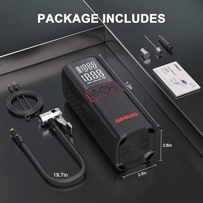GOOLOO GT160 Tire Inflator Portable Air Compressor, 160PSI Portable Air Pump for Car Tires, 7500mAh Cordless Air Pump with Digital Pressure Suitable for Cars, Bikes, Balls, Motorcycles