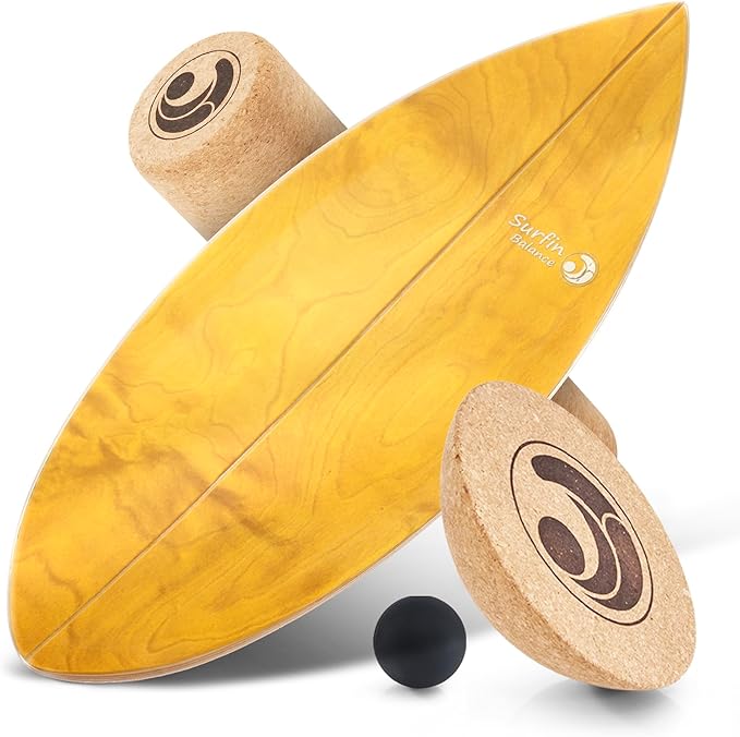 Board - unique board incl. corc roller, corc hemisphere and balance ball - surf balance board - balance training - balance board kids - balance board wood