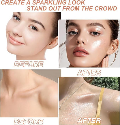 Hair and Body Glitter Spray, 1PC Champagne Hair Glitter Extra Fine Face Shimmer Powder for Clothes, Festival Loose Sparkle Powder for Rave Clothes Nail Art Easter Halloween Crafts (Champagne)